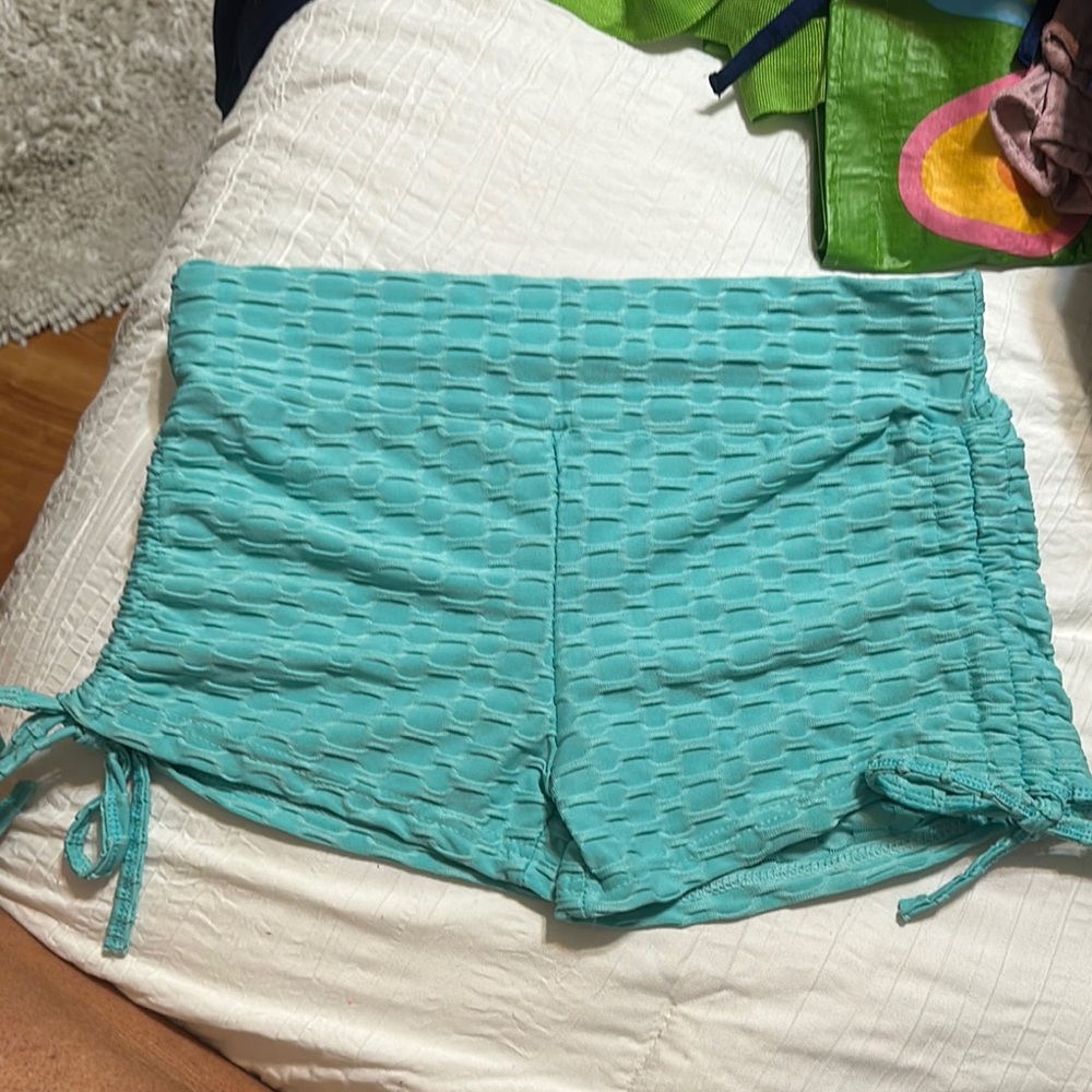 Textured Teal Shorts🌸🌸